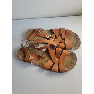 Salt Water Brown Leather Sandals Womens Sz 7 Big Kids Sz 5 Hoyway